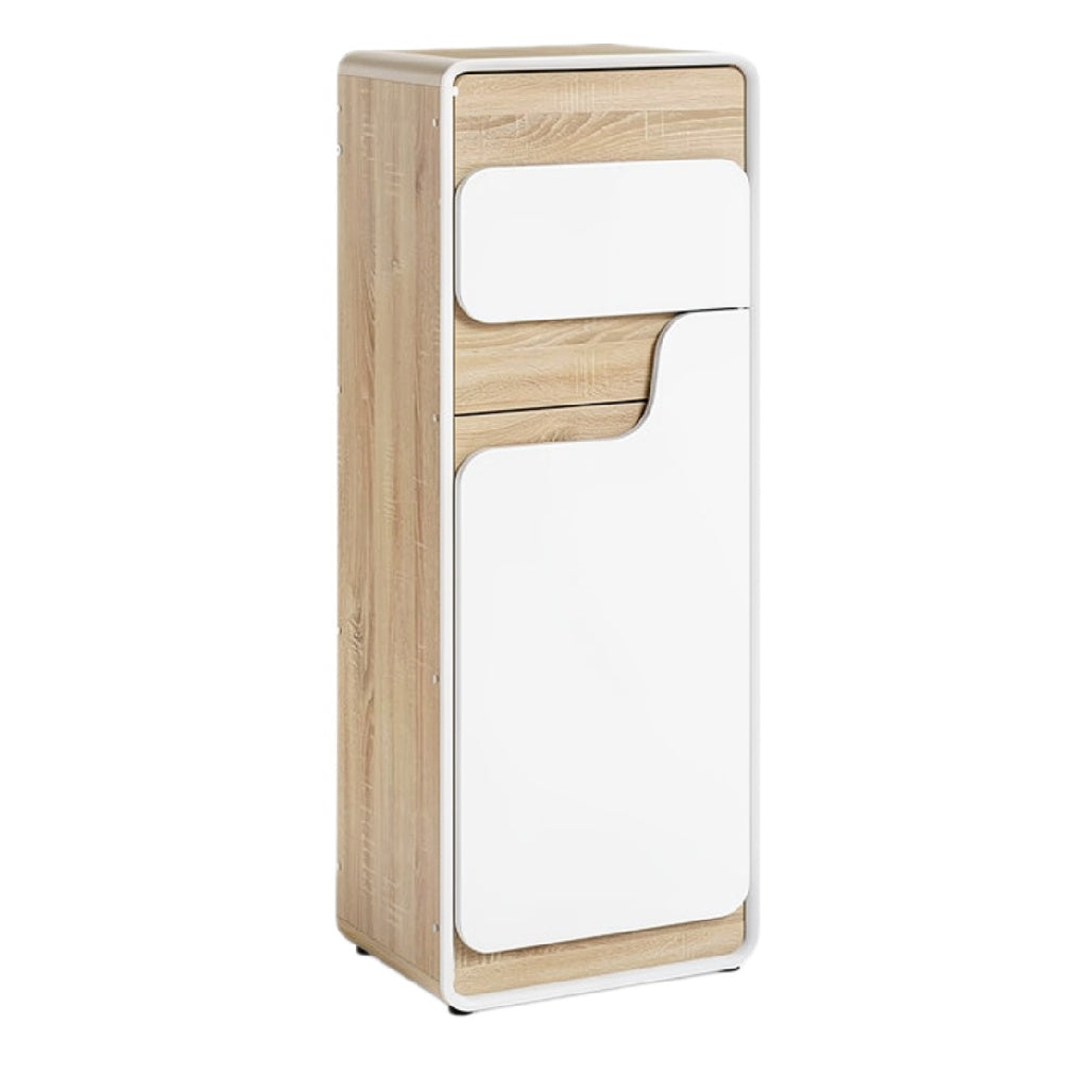 Moderne houten koelkast met minimalistisch ontwerp