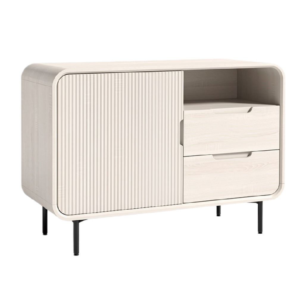 Moderne houten dressoir met lades en open vakken