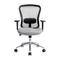 Ergonomische bureaustoel met mesh rugleuning en verstelbare armleuningen.