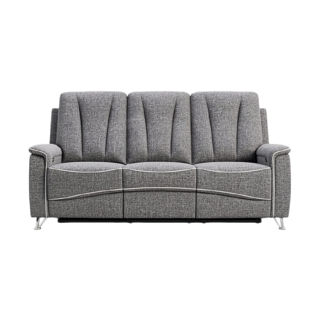 Ruime Grijze Sofa met Moderne Gestreep Design