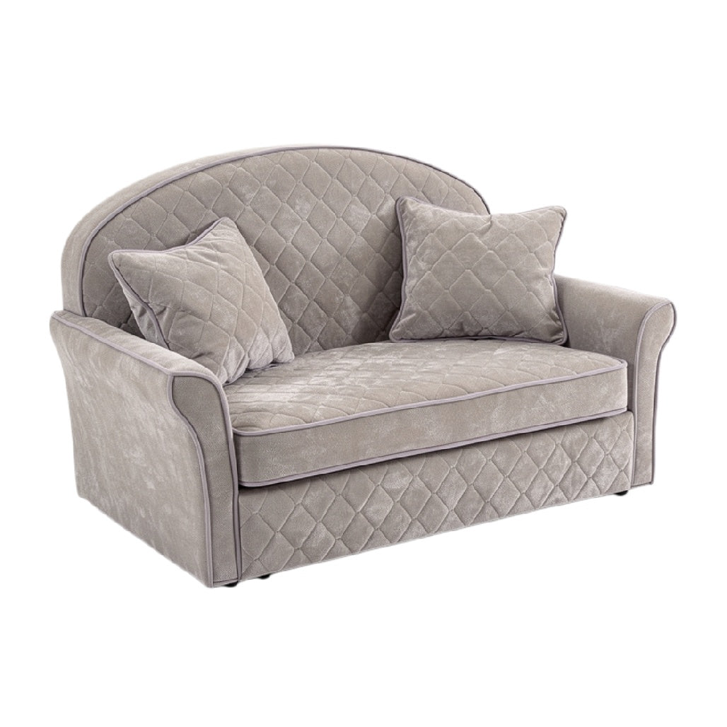 Elegant grijs fluweel bank met kussens
